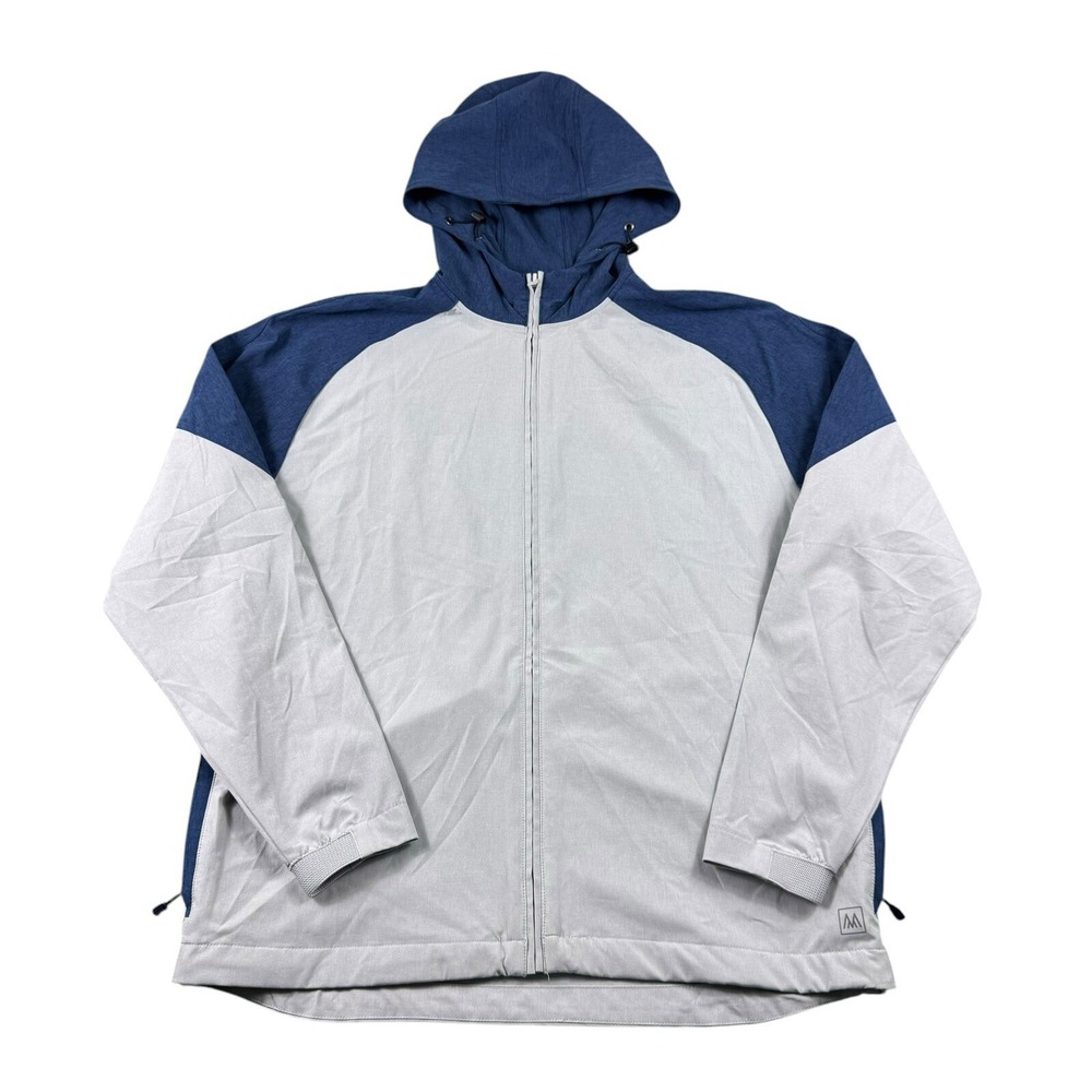 Mizzen+Main Gray Blue Colorblock Full Zip Polyester Hooded Sweater Size Men’s M